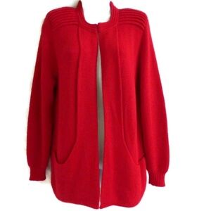 Peruvian Link 100% Alpaca Open Front Red Cardigan Knit Sweater One-Size